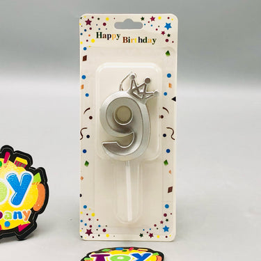 Number 9 Crown Designed Birthday Candle